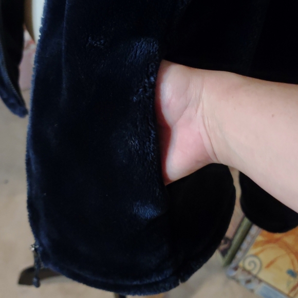 Faux Fur Blue Zip Up - Picture 7 of 7